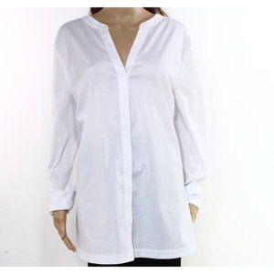 NWT NYDJ Collarless Button Down Tunic Optic White